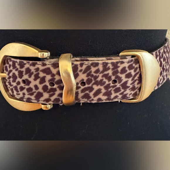 Animal print vintage belt with fabulous gold buckle - Picture 2 of 8